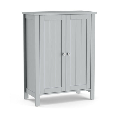 2-Door Bathroom Floor Storage Cabinet Space Saver Organizer-Black