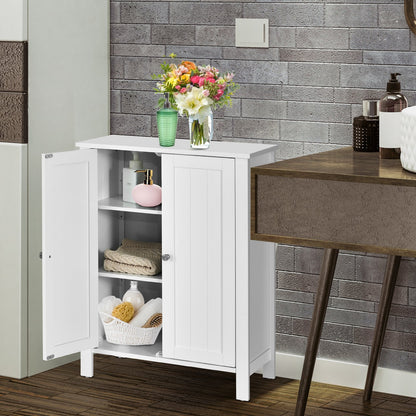 2-Door Bathroom Floor Storage Cabinet Space Saver Organizer-Black