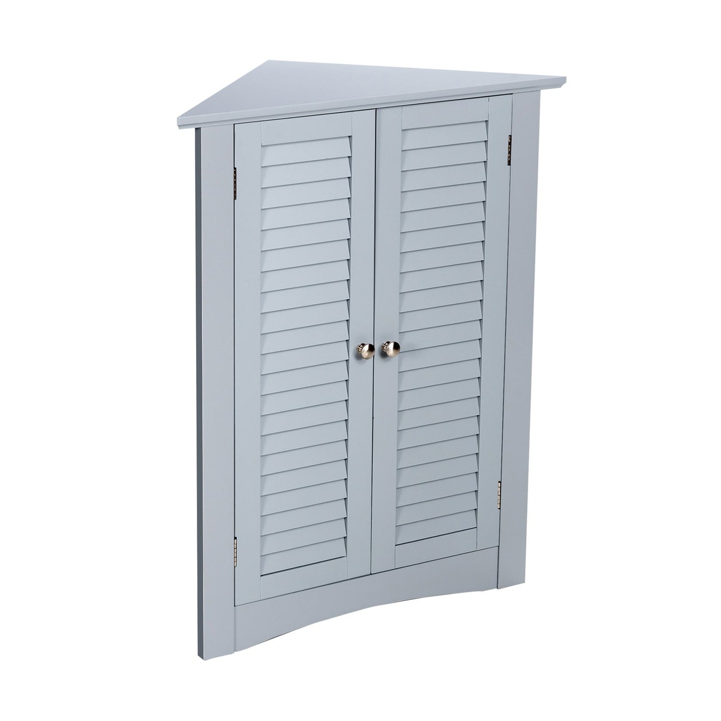 Bathroom Corner Storage Freestanding Floor Cabinet with Shutter Door-Brown