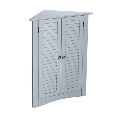 Bathroom Corner Storage Freestanding Floor Cabinet with Shutter Door-Brown