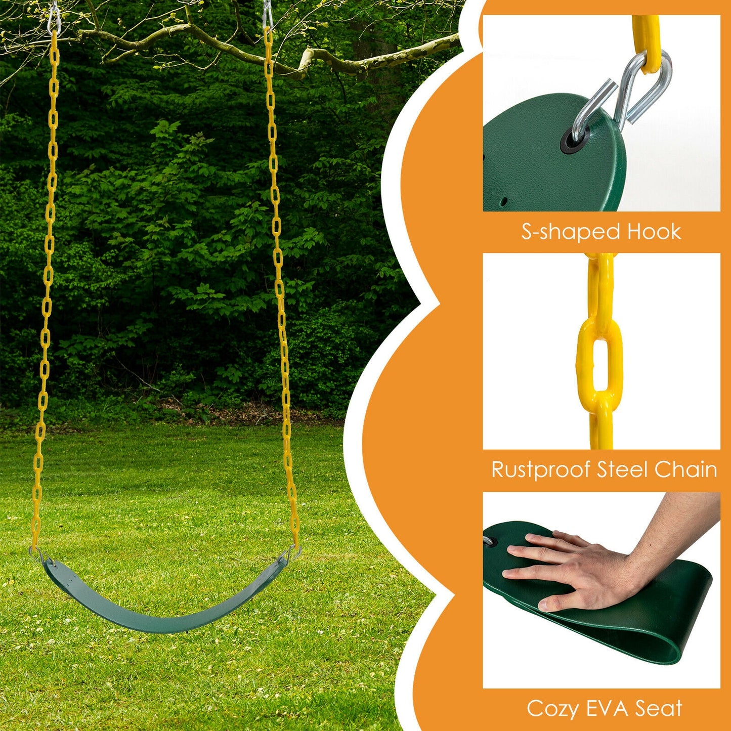 2-Pack Swing Set Swing Seat Replacement and Saucer Tree Swing (Without Stand)