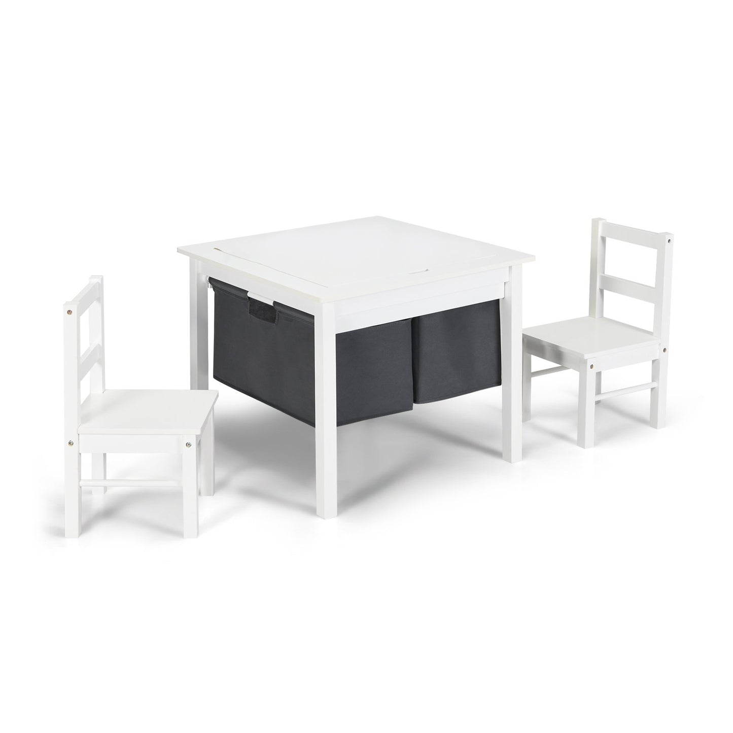 2-in-1 Kids Activity Table and 2 Chairs Set with Storage Building Block Table-Dark Brown