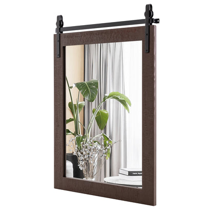30 x 22 Inch Wall Mount Mirror with Wood Frame-Black