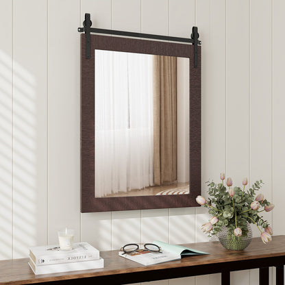 30 x 22 Inch Wall Mount Mirror with Wood Frame-Black