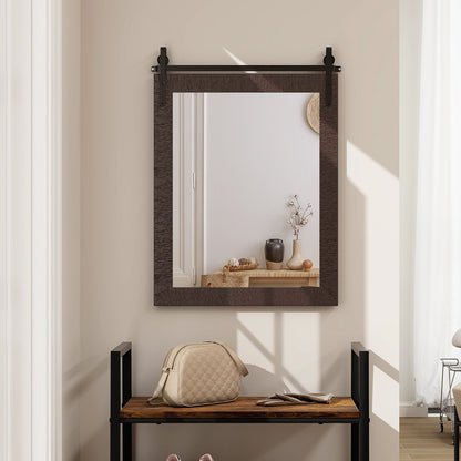30 x 22 Inch Wall Mount Mirror with Wood Frame-Black