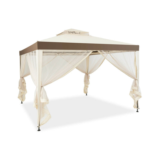 Canopy Gazebo Tent Shelter Garden Lawn Patio with Mosquito Netting-Beige