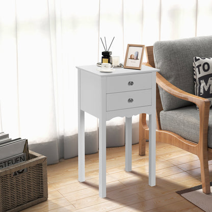 Vintage Side End Table with 2 Storage Drawers-Black