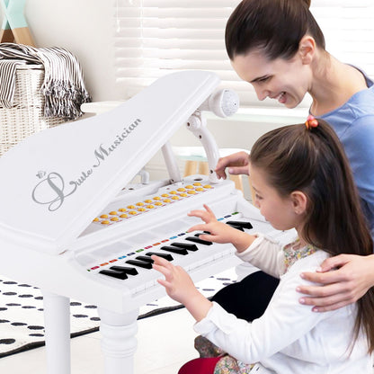 31 Keys Kids Piano Keyboard with Stool and Piano Lid-Black