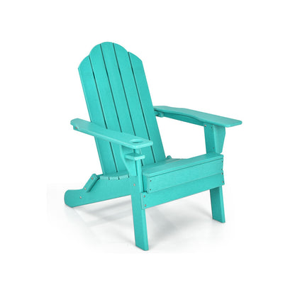 Foldable Weather Resistant Patio Chair with Built-in Cup Holder-Black