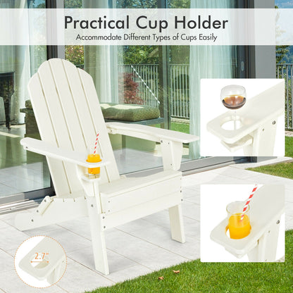 Foldable Weather Resistant Patio Chair with Built-in Cup Holder-White