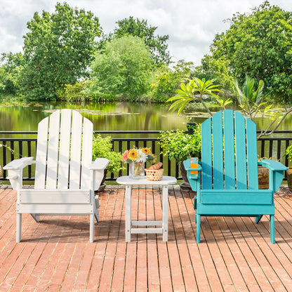 Foldable Weather Resistant Patio Chair with Built-in Cup Holder-White