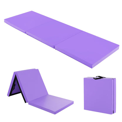 6 x 2 FT Tri-Fold Gym Mat with Handles and Removable Zippered Cover-Black