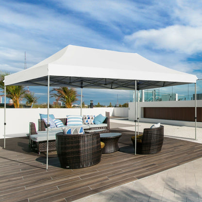 10 x 20 Feet Adjustable Folding Heavy Duty Sun Shelter with Carrying Bag-Blue