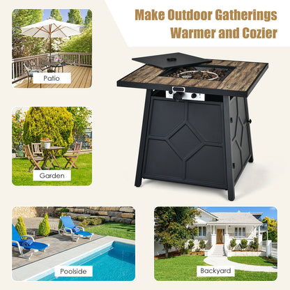 40 000 BTU 28 Inches Propane Gas Fire Pit Table With Cover