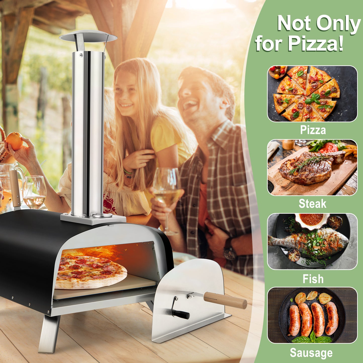 Portable Multi-Fuel Pizza Oven with Pizza Stone and Pizza Peel