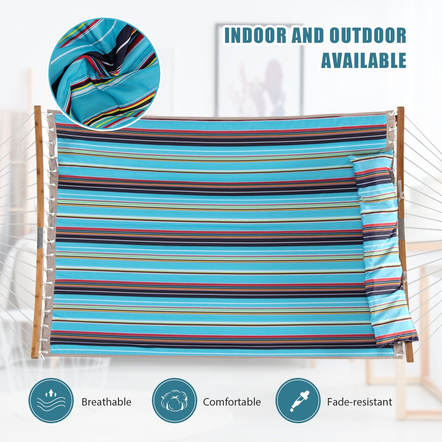 Outdoor Hammock with Detachable Pillow-Blue