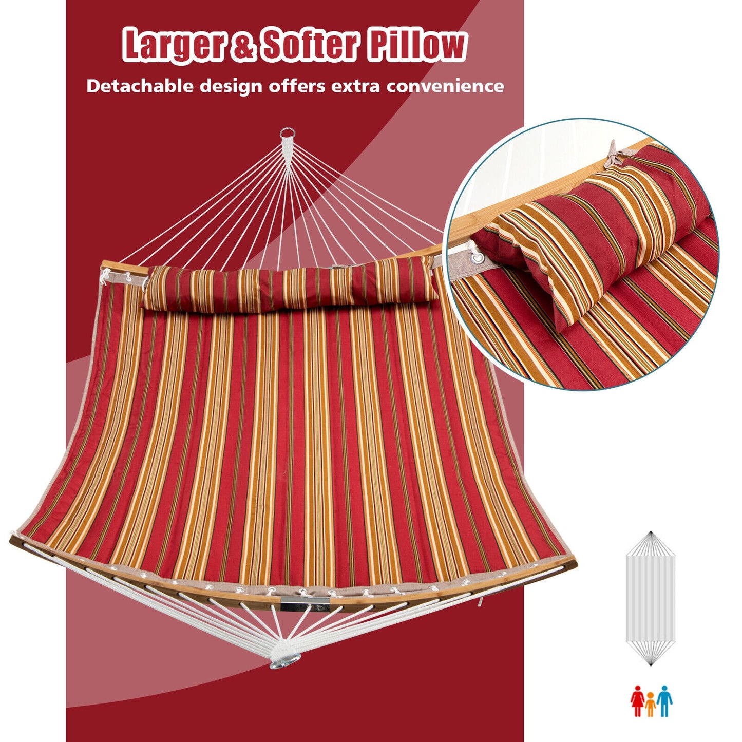 Outdoor Hammock with Detachable Pillow-Red