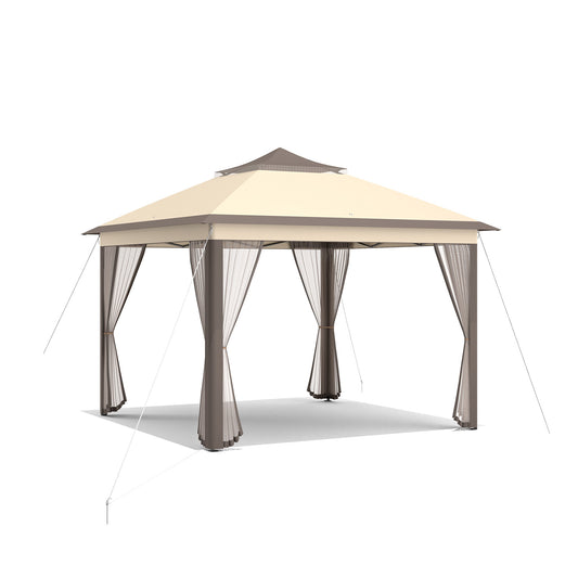 11 x 11 Feet 2-Tier Pop-Up Gazebo Tent Portable Canopy Shelter Carry Bag Mesh