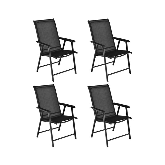 4-Pack Patio Folding Chairs Portable for Outdoor Camping-Black