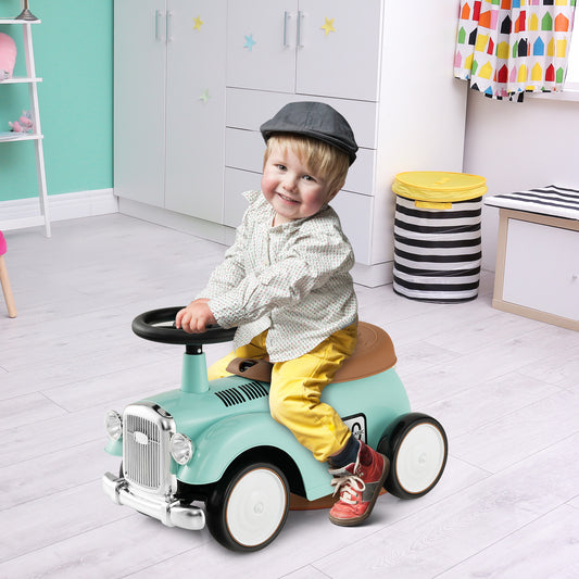 Kids Sit to Stand Vehicle with Working Steering Wheel and Under Seat Storage-Green