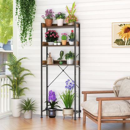 Over The Toilet Storage Rack with Hooks and Adjustable Bottom Bar-Gray