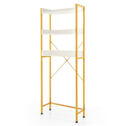 Over The Toilet Storage Rack with Hooks and Adjustable Bottom Bar-Gray