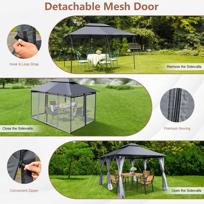 10 Feet x 13 Feet Tent Canopy Shelter with Removable Netting Sidewall-Beige