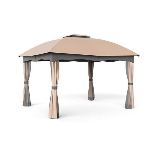 12 x 10 Feet Double Vented Heavy Duty Steel Gazebo Patio Canopy