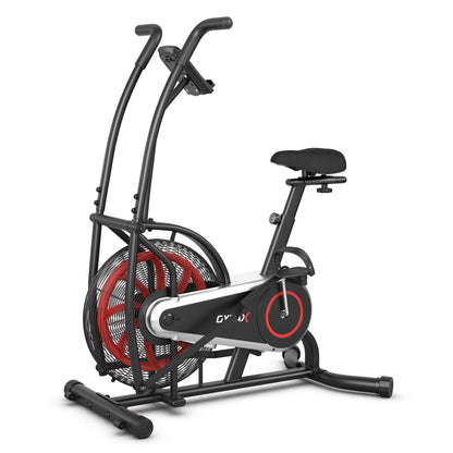 Upright Air Bike Fan Exercise Bike with Display Unlimite Resistance and Adjustable Seat-Black