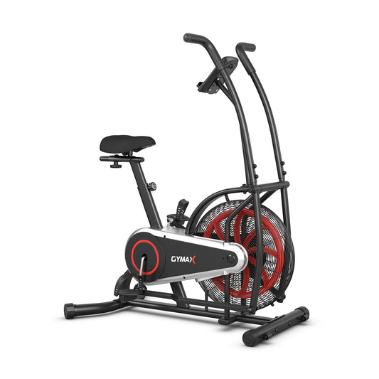 Upright Air Bike Fan Exercise Bike with Display Unlimite Resistance and Adjustable Seat-Black