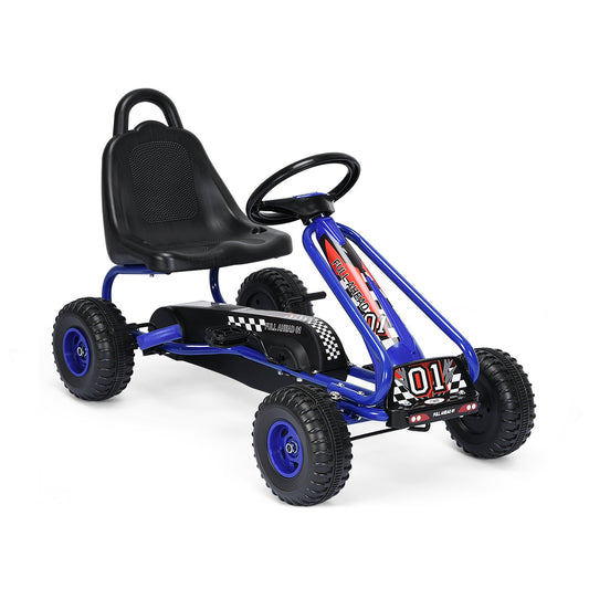 4 Wheel Pedal Powered Ride On with Adjustable Seat-Blue