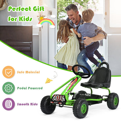 4 Wheel Pedal Powered Ride On with Adjustable Seat-Blue