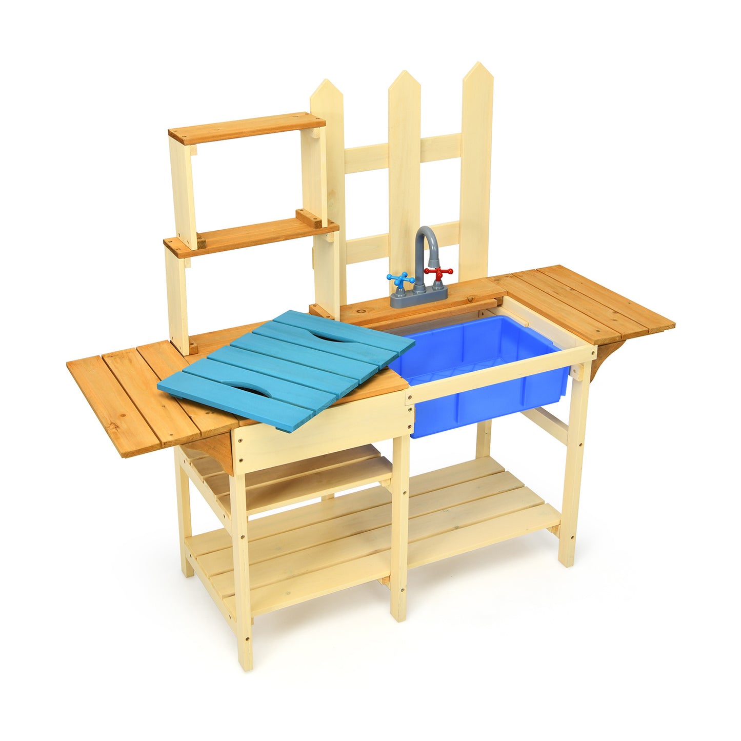 Kid's Outdoor Wooden Pretend Cook Kitchen Playset Toy