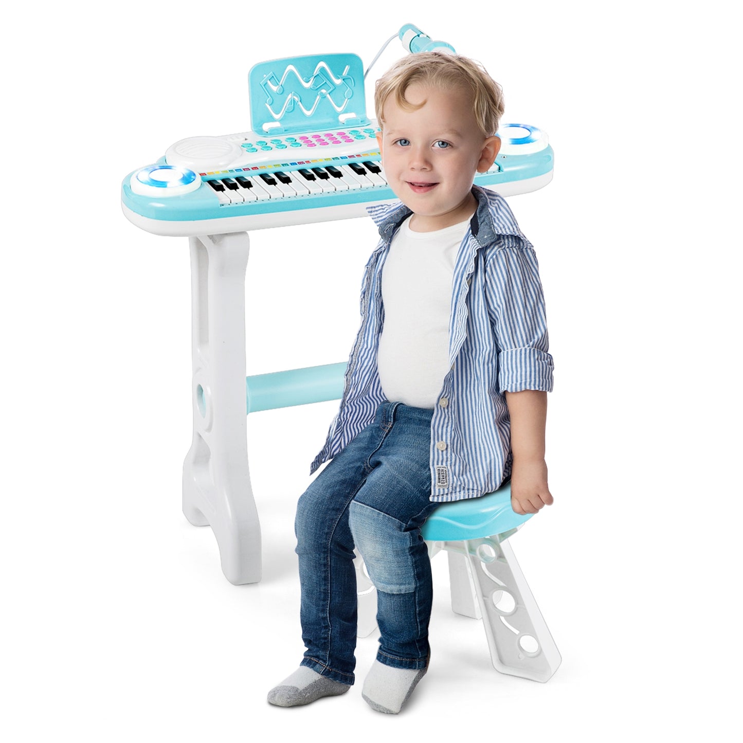 37-key Kids Electronic Piano Keyboard Playset-Blue