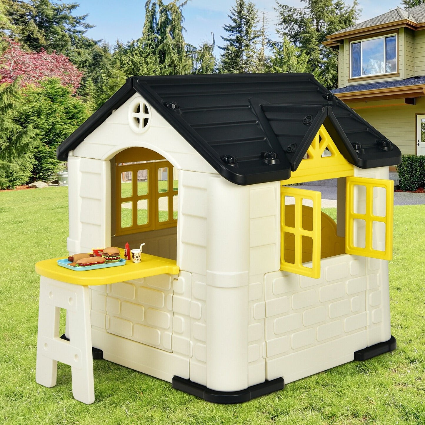 Kid’s Playhouse Pretend Toy House For Boys and Girls 7 Pieces Toy Set-Blue