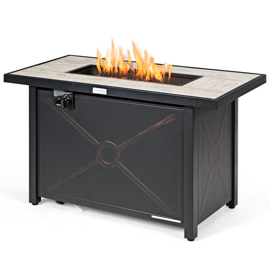 42 Inch 60000 BTU Propane Fire Pit Table with Ceramic Tabletop