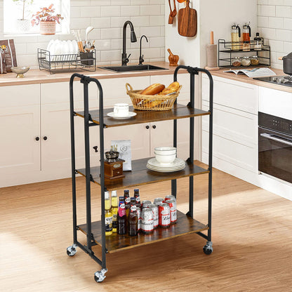 Folding Rolling Cart with Metal Frame-2-Tier
