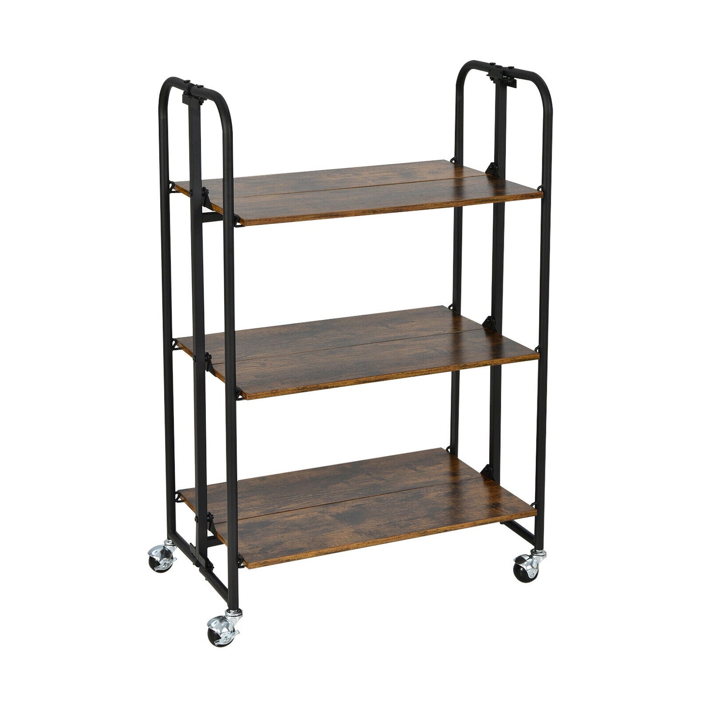 Folding Rolling Cart with Metal Frame-2-Tier