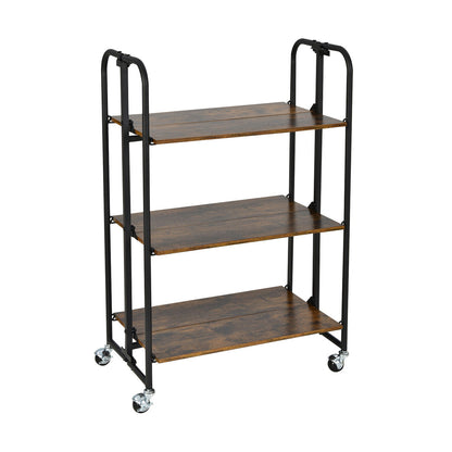 Folding Rolling Cart with Metal Frame-2-Tier