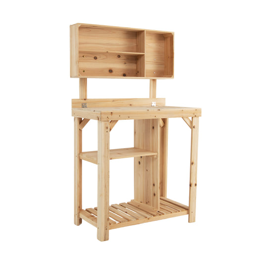 Garden Wooden Potting Table Workstation with Storage Shelf