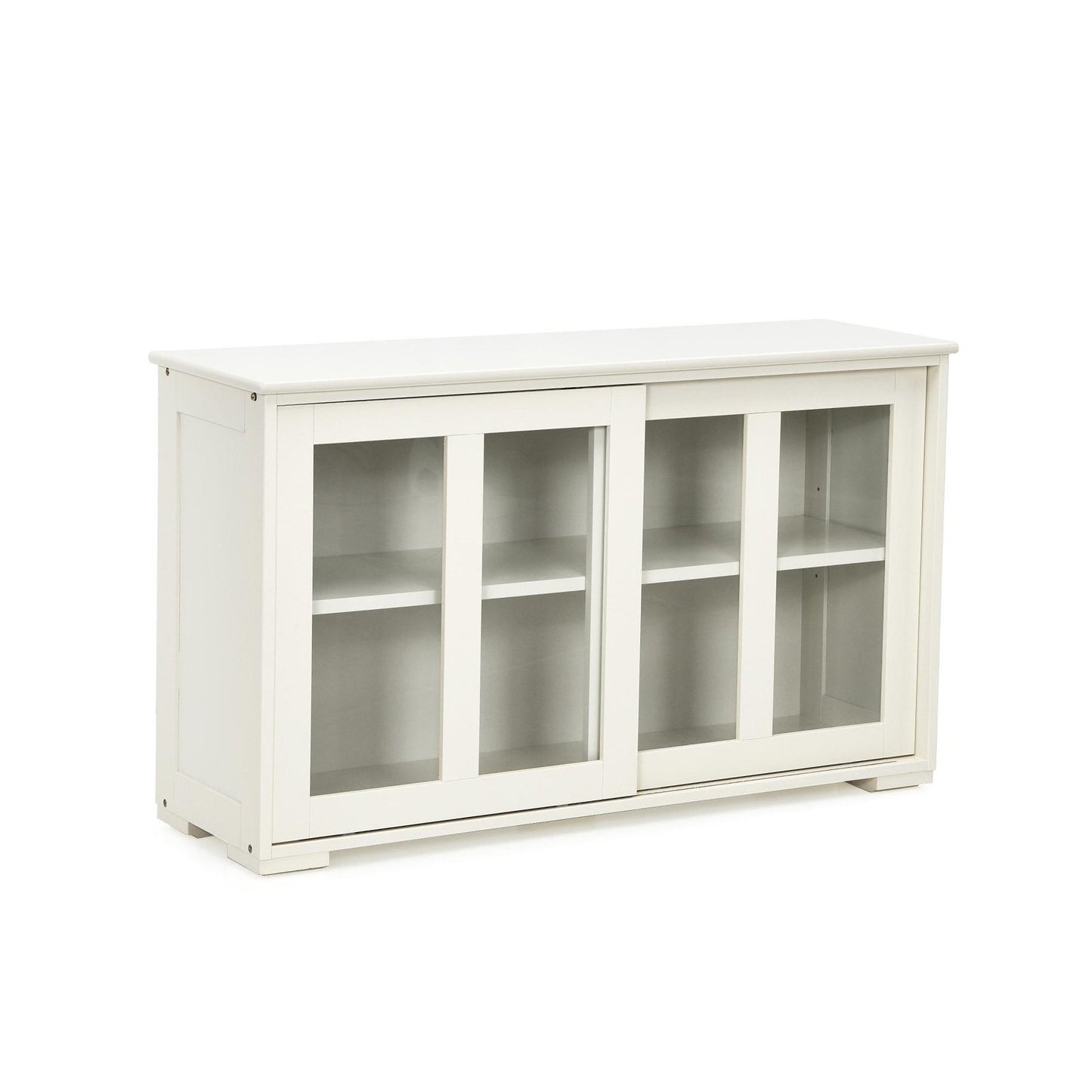 Kitchen Storage Cabinet with Glass Sliding Door-Black