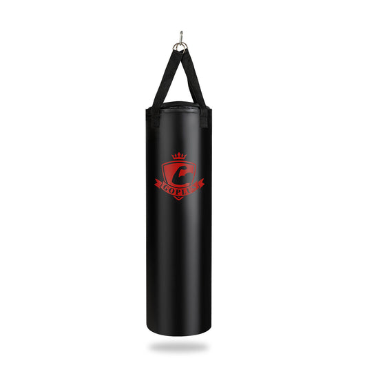 Filled 63 lb boxing punching bag set with gloves, durable canvas bag and boxing gloves for strength training and martial arts workouts.