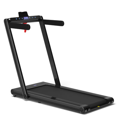 2-in-1 Folding Treadmill 2.25HP Jogging Machine with Dual LED Display-Black