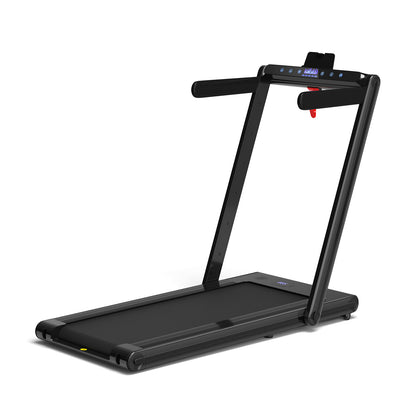 2-in-1 Folding Treadmill 2.25HP Jogging Machine with Dual LED Display-Black