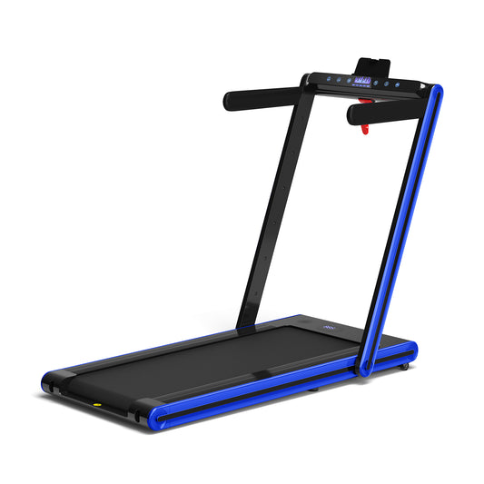 2-in-1 Folding Treadmill 2.25HP Jogging Machine with Dual LED Display-Navy
