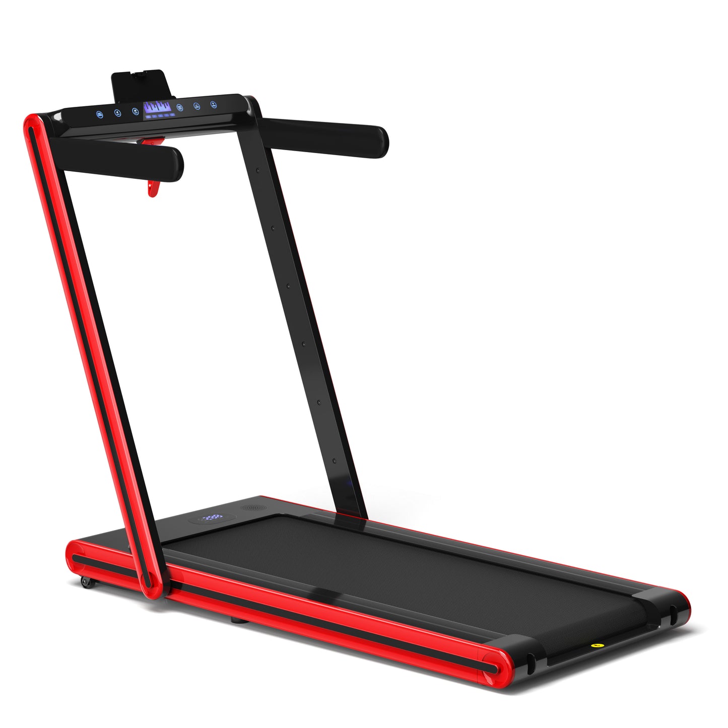 2-in-1 Folding Treadmill 2.25HP Jogging Machine with Dual LED Display-Red