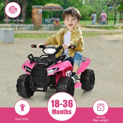 6V Kids ATV Quad Electric Ride On Car with LED Light and MP3-Pink