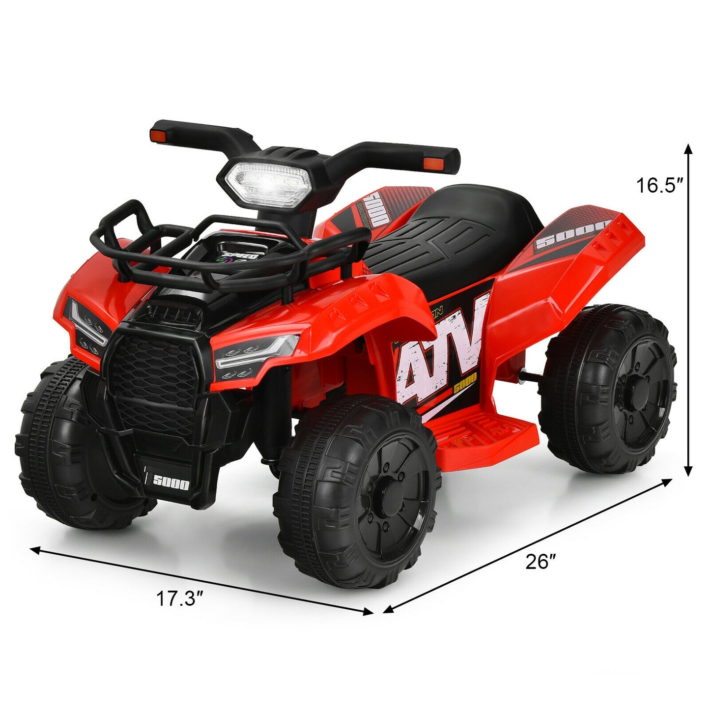 6V Kids ATV Quad Electric Ride On Car with LED Light and MP3-Red