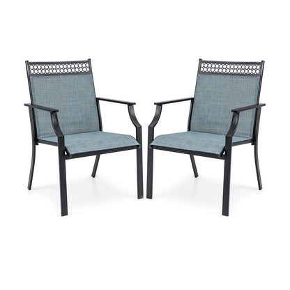 Patio Chairs Set of 2 with All Weather Breathable Fabric-Blue