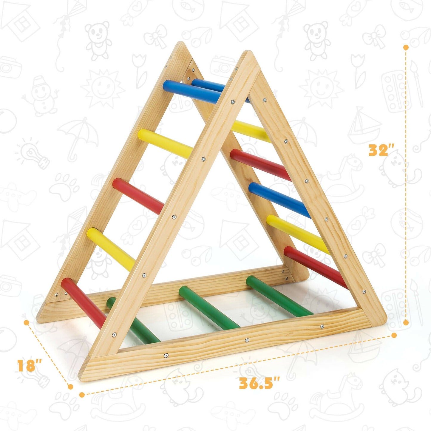 Climbing Triangle Ladder with 3 Levels for Kids-Multicolor